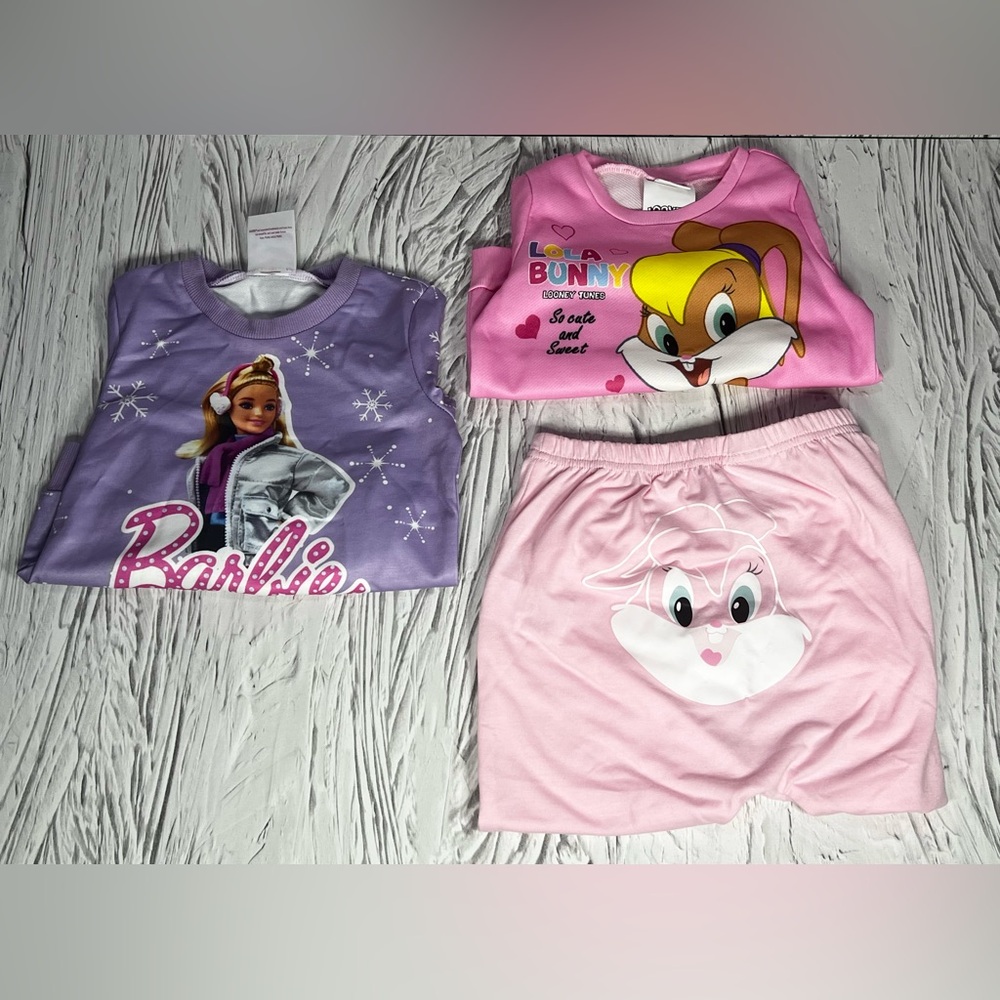 Bundle Patpat 2x Long Sleeve Shirts 1x Pant Baby Girl 18-24Mo New Barbie Looney